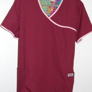Maroon scrub top
